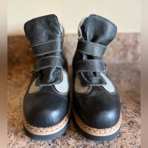 Martino Canadian Black leather & Wool Inlay boots